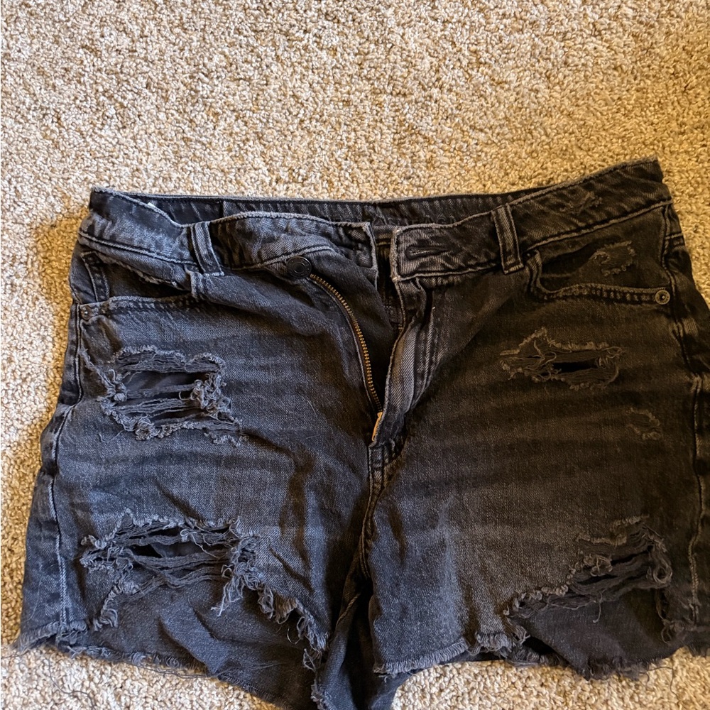American eagle Distressed Black Denim Shorts